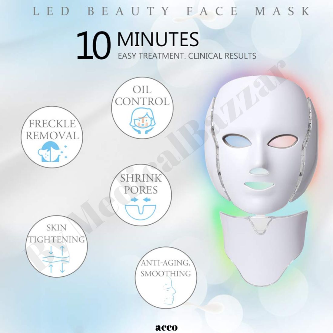 acco LED Face Mask Light Therapy - 7 Color