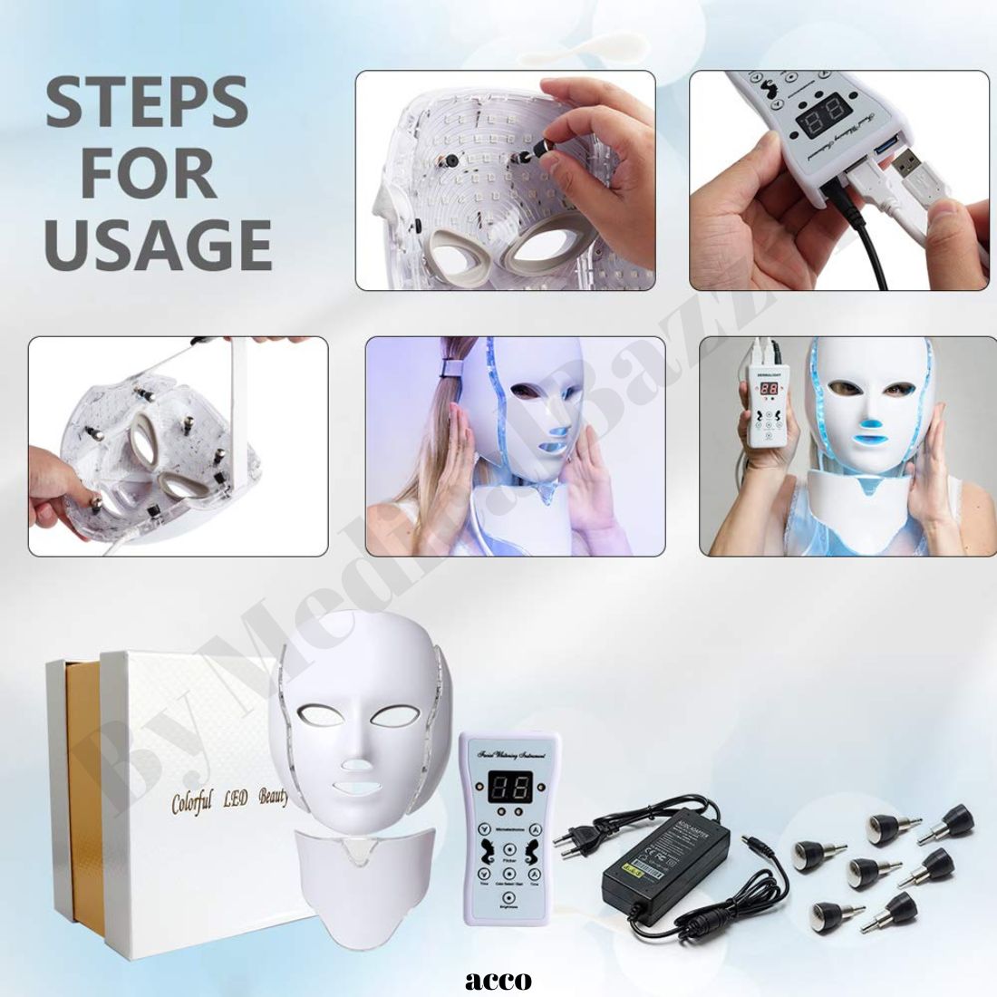 acco LED Face Mask Light Therapy - 7 Color