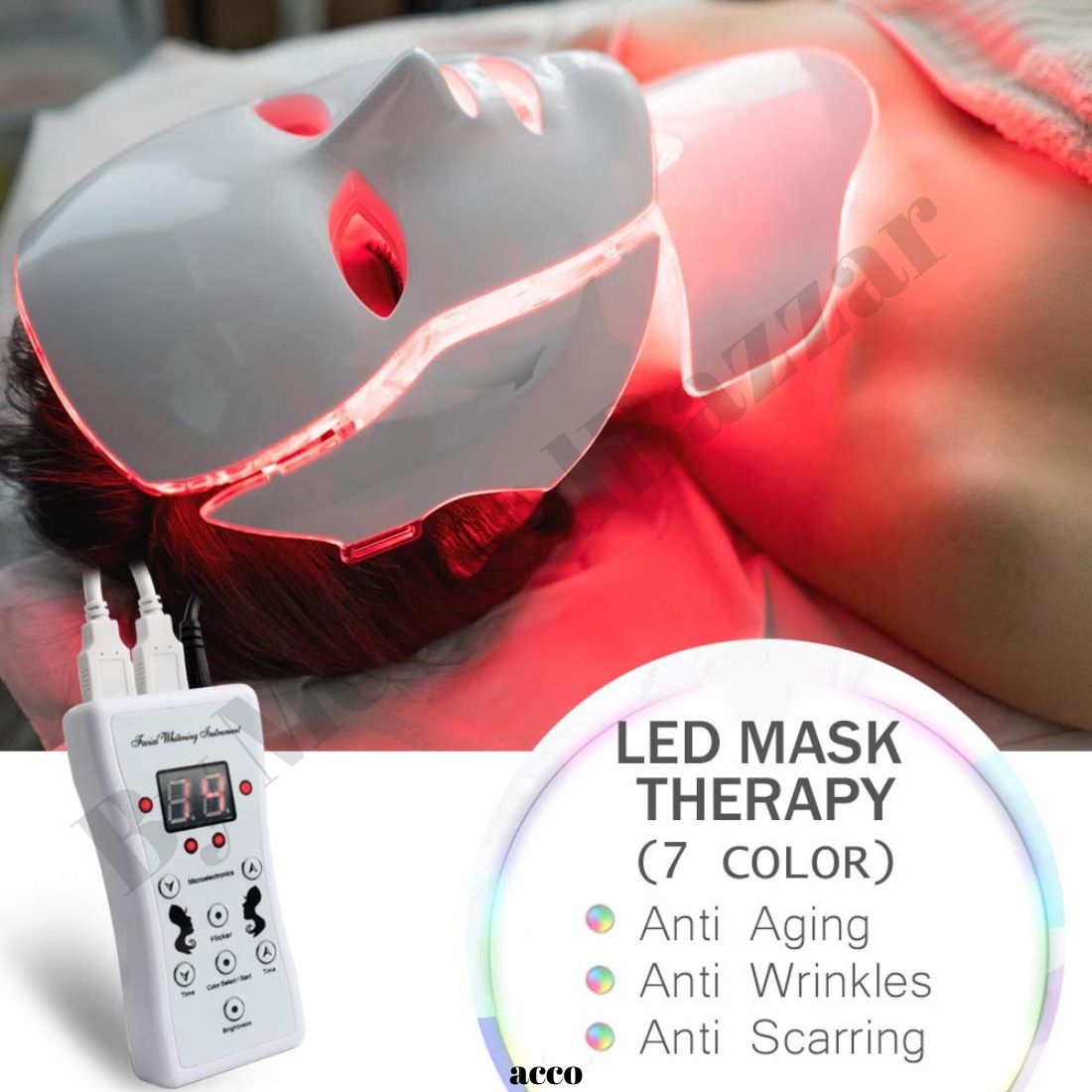 acco LED Face Mask Light Therapy - 7 Color