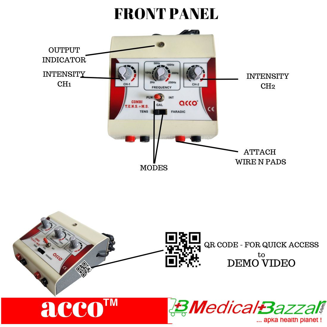 acco Portable tens ms combo for Physiotherapy (MS+TENS)