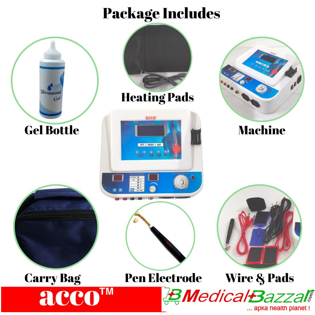 acco COMBO 5 in 1 (IFT+MS+TENS+US) with Deep Heat Therapy Unit- Combo Machine