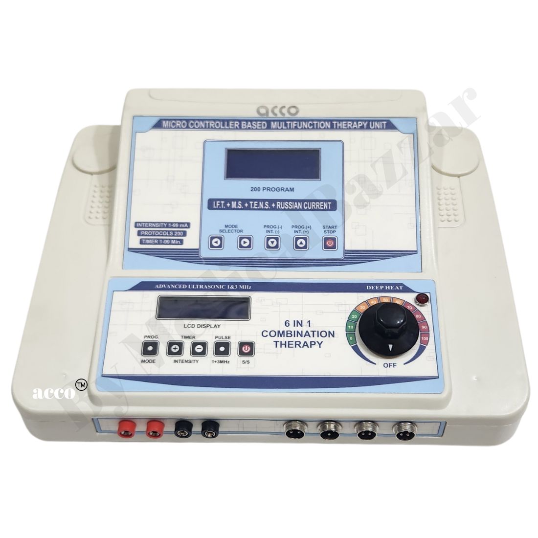 acco 6 in 1 Combo (IFT+MS+TENS+Russian+US 1&3Mhz) with Deep Heat Therapy Unit