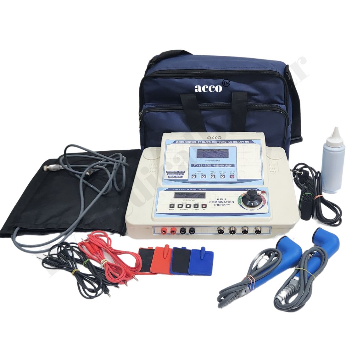 acco 6 in 1 Combo (IFT+MS+TENS+Russian+US 1&3Mhz) with Deep Heat Therapy Unit