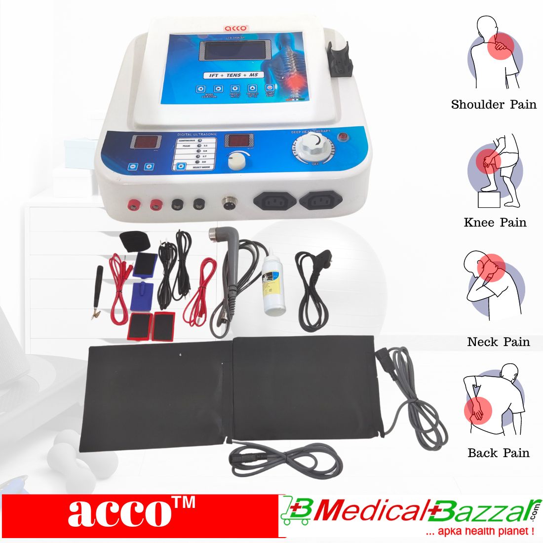 acco COMBO 5 in 1 (IFT+MS+TENS+US) with Deep Heat Therapy Unit- Combo Machine