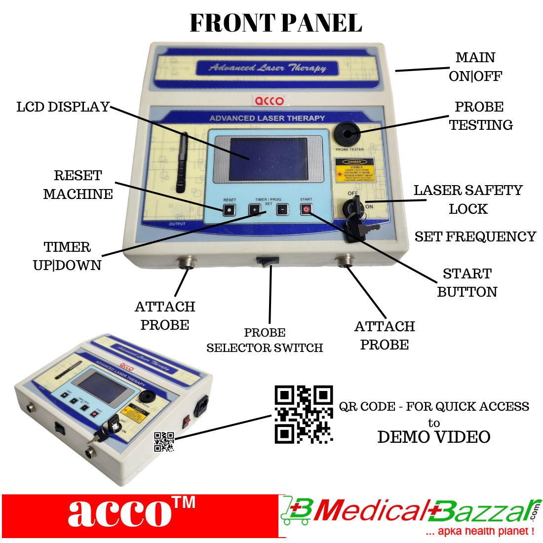 acco Advance Laser Therapy Unit (Hot & Cold) with 2 Probes