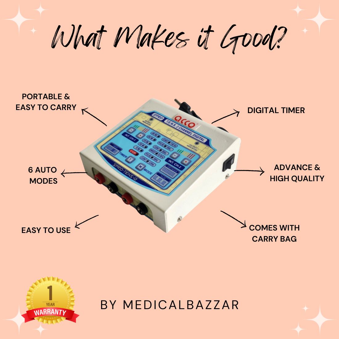 acco Digital Tens Machine 2 Ch (with Timer & Auto Mode)