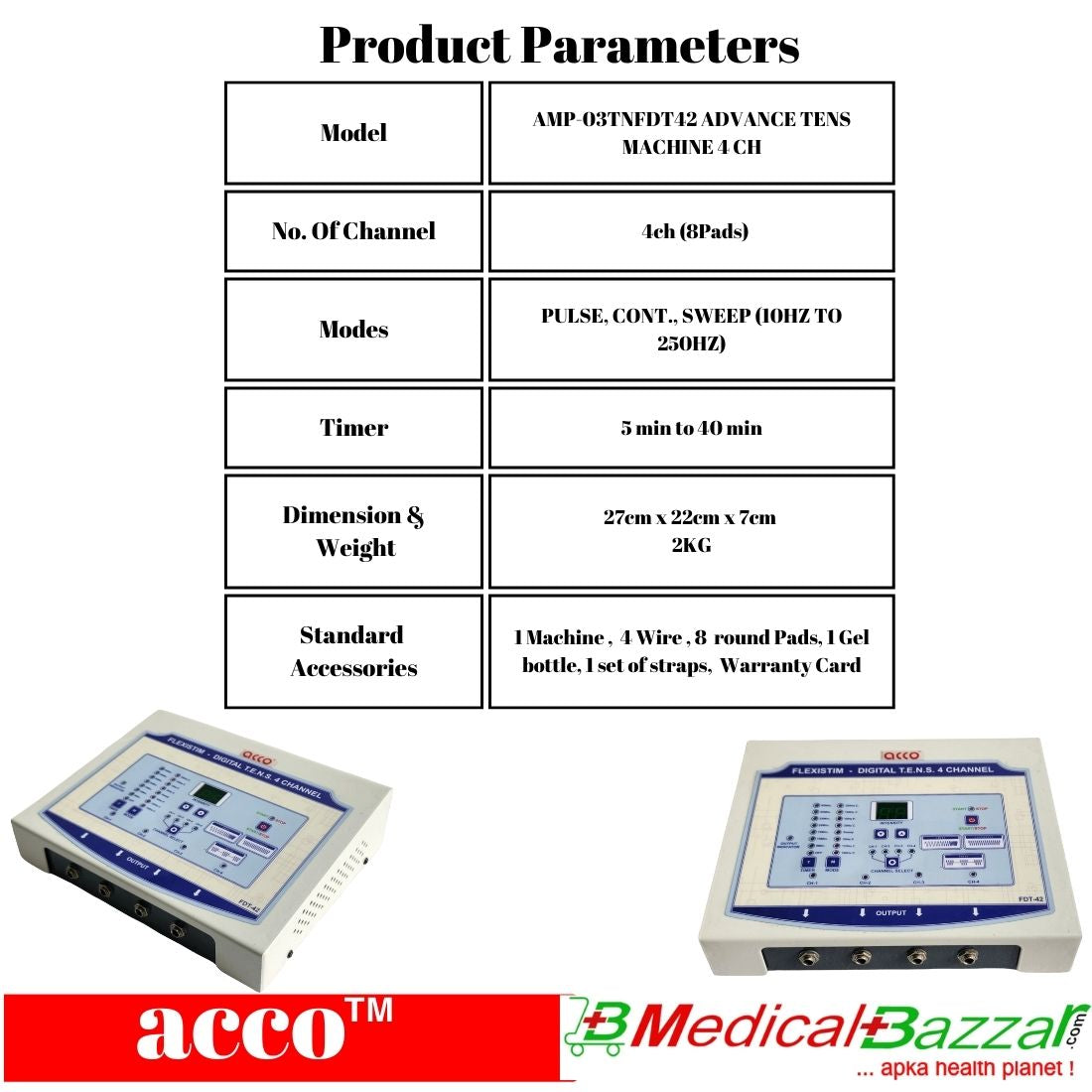 acco Advance Tens Machine 4 ch for physiotherapy