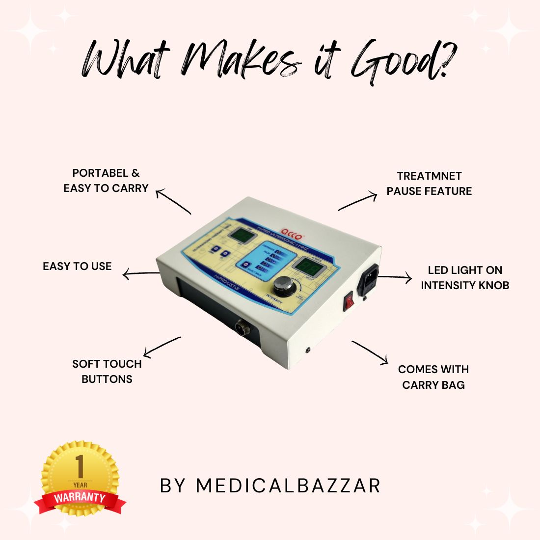 acco Ultrasound Therapy Machine 1 Mhz (with Pause Feature)