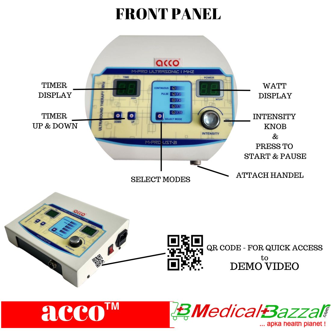 acco Ultrasound Therapy Machine 1 Mhz (with Pause Feature)