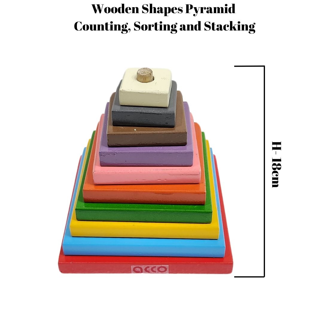 acco Wooden Rainbow Stacking Tower Toys- Pyramid Toy