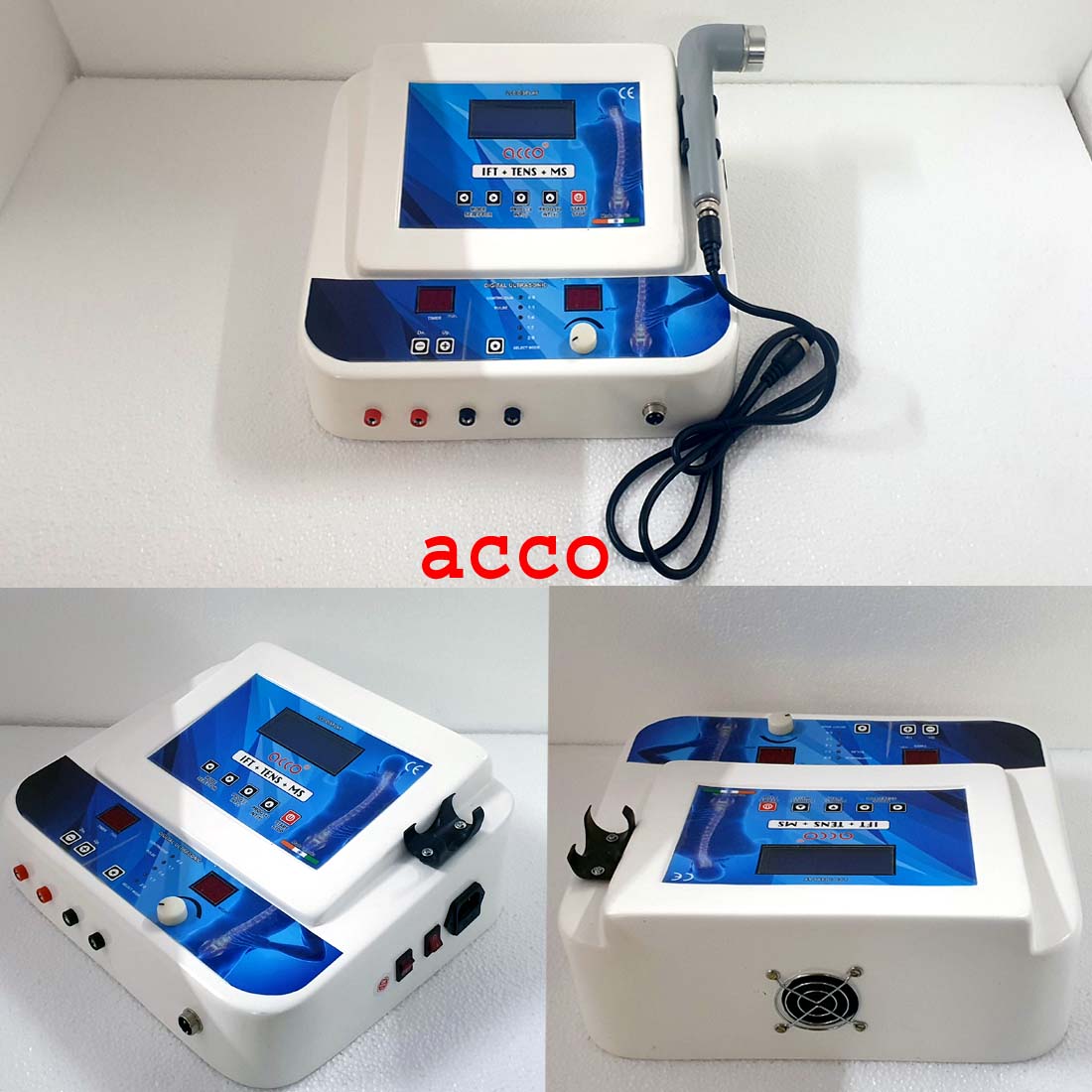 acco 4 in 1 Physiotherapy Combo IFT US MS TENS Combo Machine LCD 125 Programs