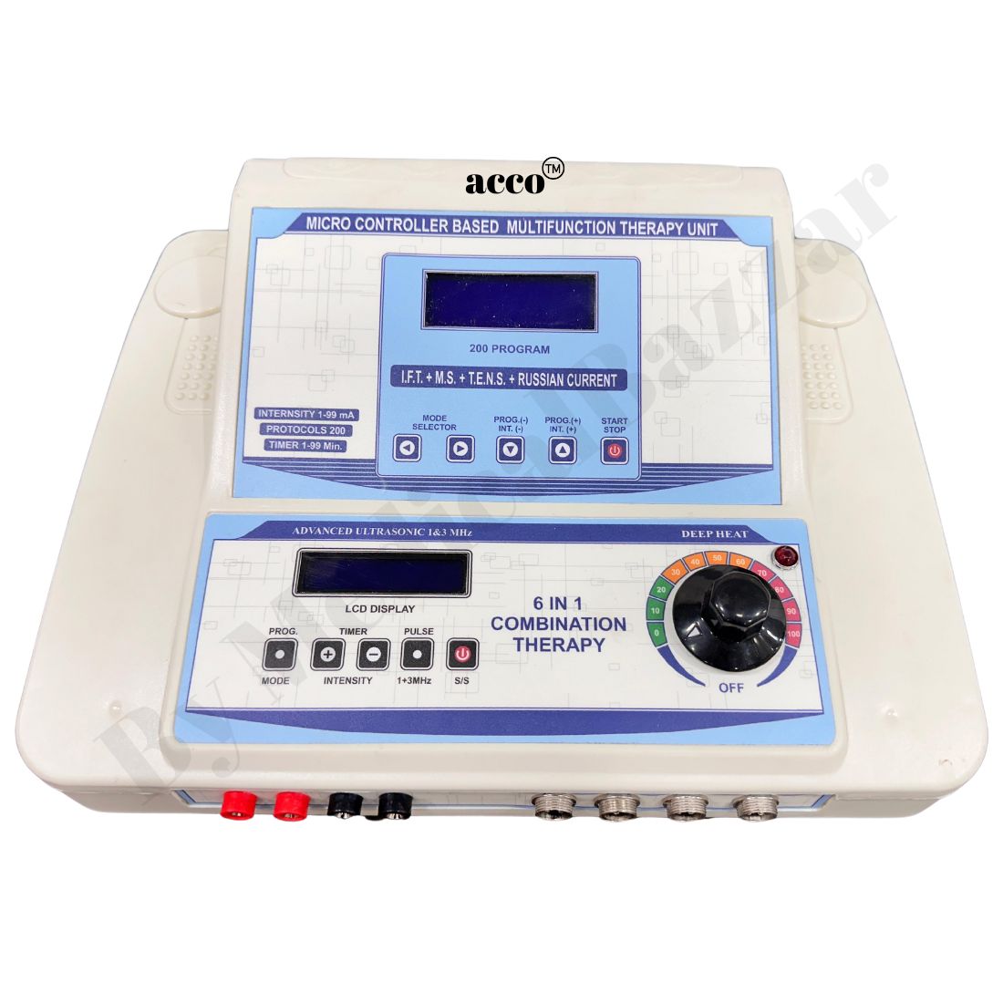 acco 6 in 1 Combo (IFT+MS+TENS+Russian+US 1&3Mhz) with Deep Heat Therapy Unit