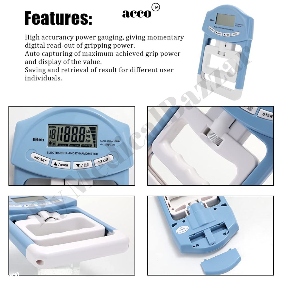 acco Digital Hand Dynamometer 120Kg Capacity - EH108