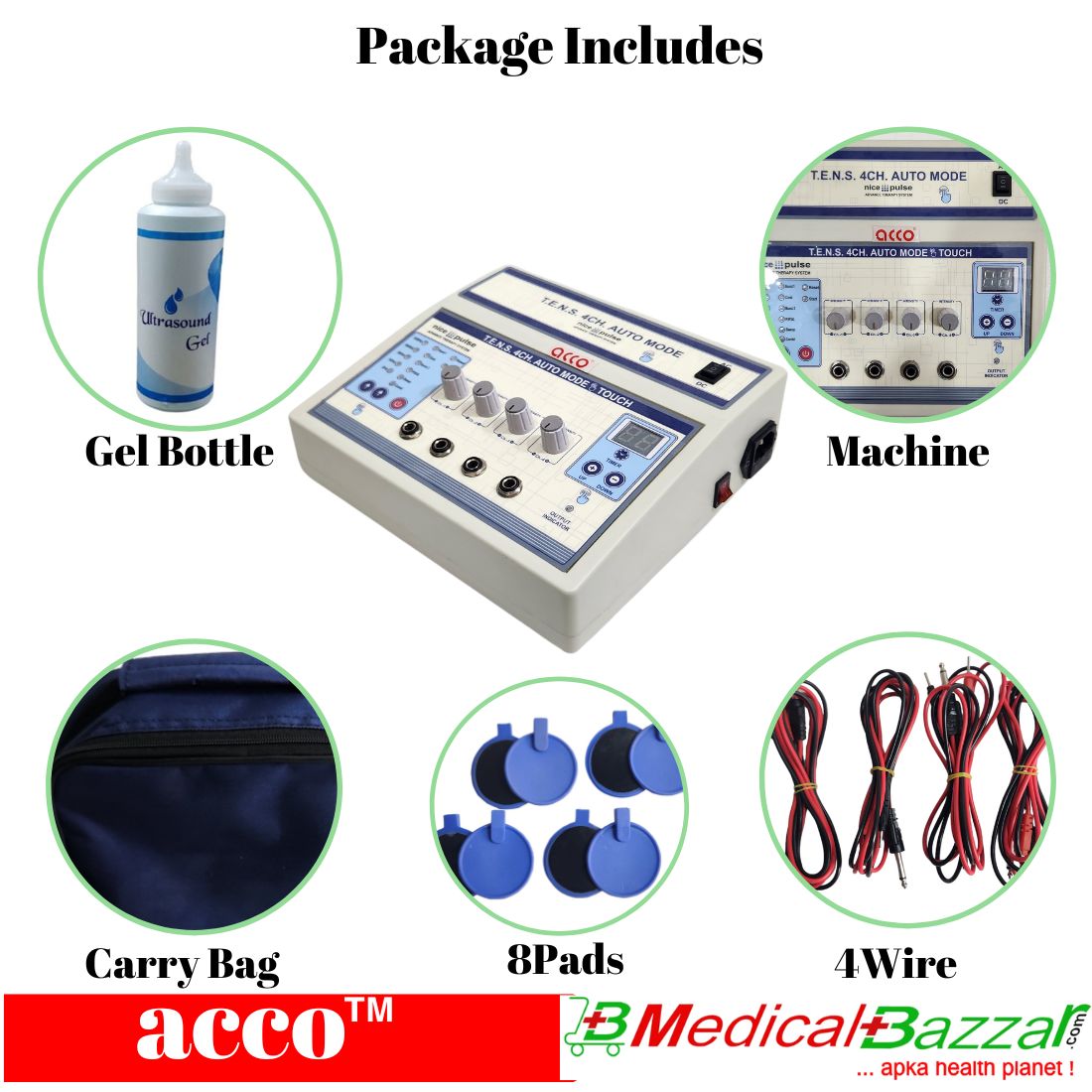 acco Tens Machine (with 3 Hrs Battery Backup & Touch Buttons)