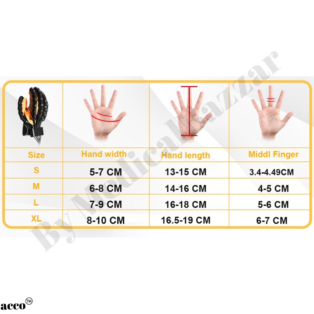 acco Robotic Hand Rehabilitation Gloves MB12 For hand Stroke and Paralysis