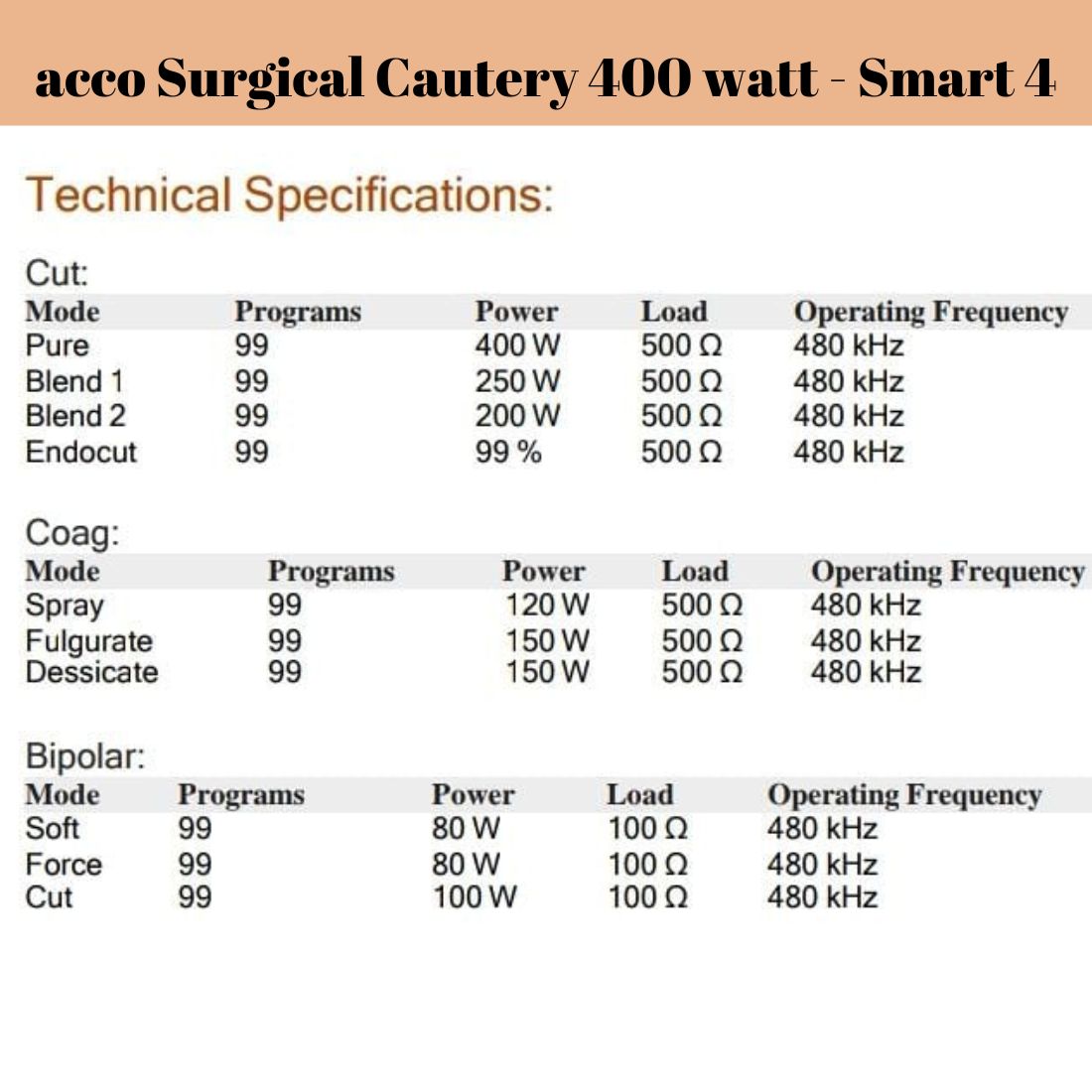 acco Surgical cautery Machine 400 Watt Smart 4