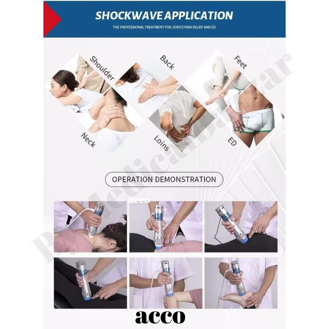 acco Portable Shockwave Therapy Machine with 7 Heads