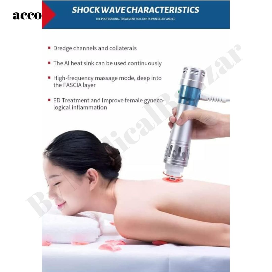 acco Portable Shockwave Therapy Machine with 7 Heads