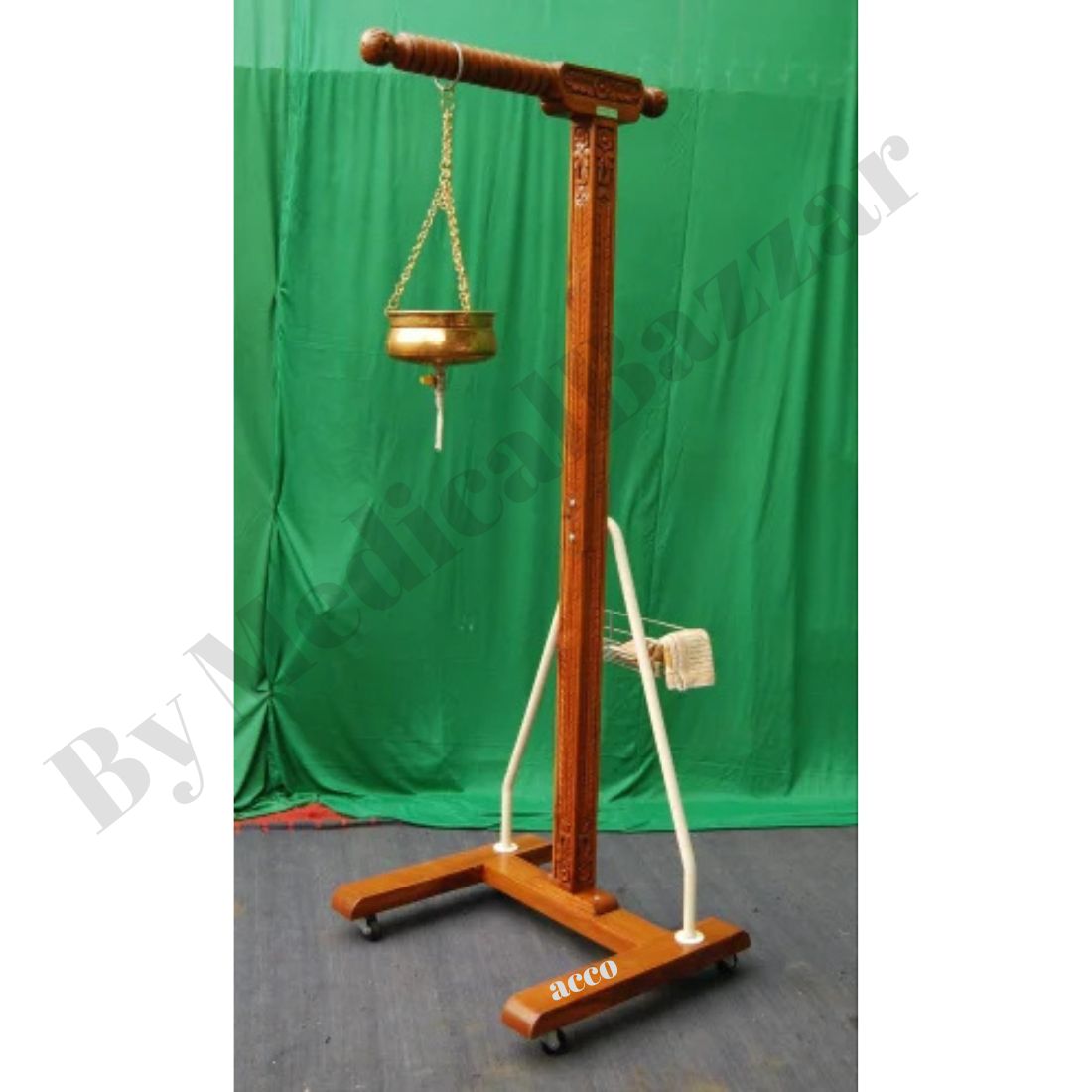acco Wooden Shirodhara Stand With Copper Pot