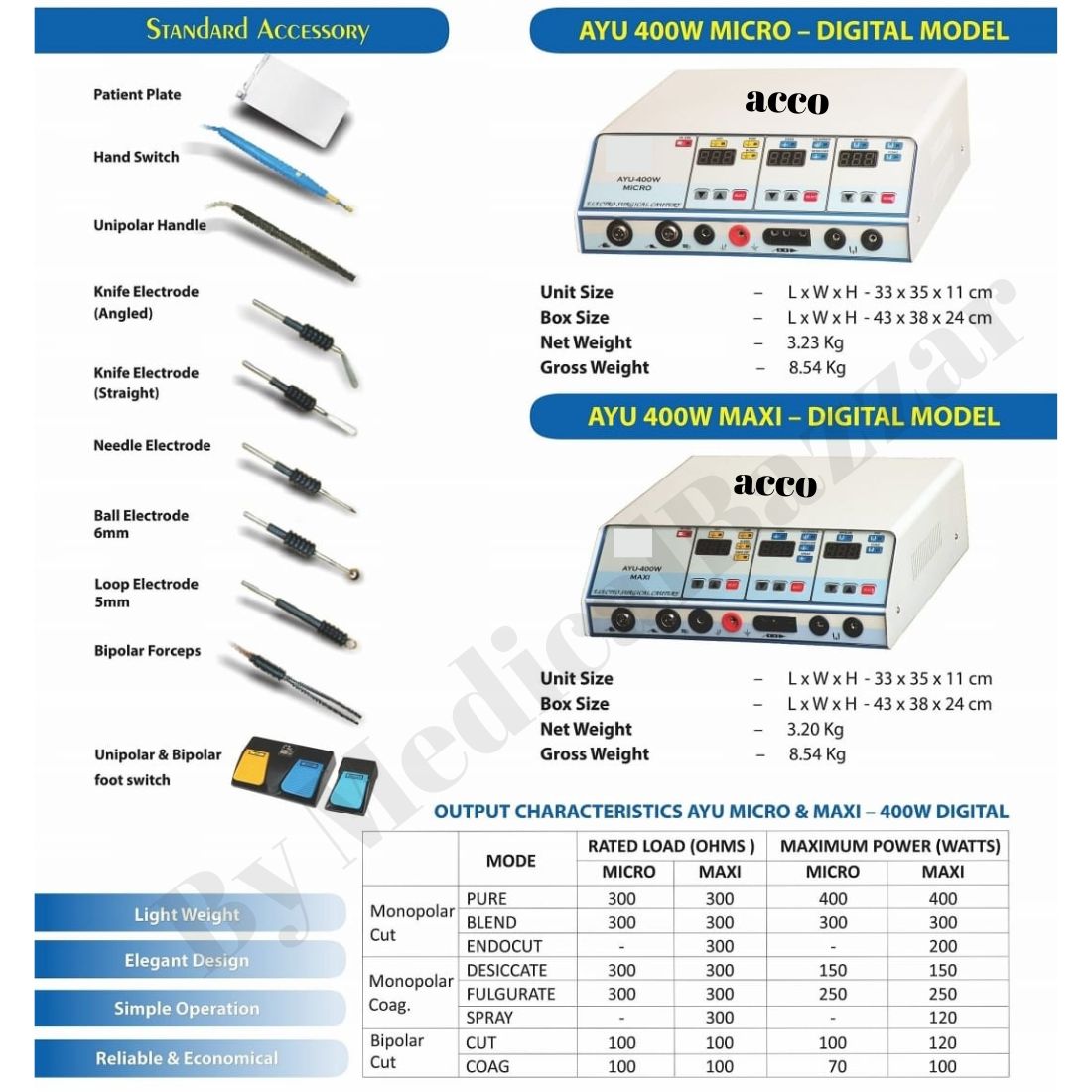 Digital High Frequency Electro Surgical Unit 400 Watt AYU-400-MAXI