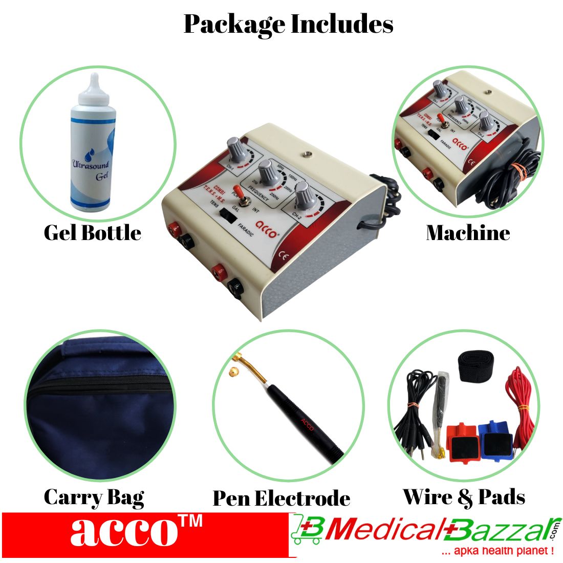 acco Portable tens ms combo for Physiotherapy (MS+TENS)