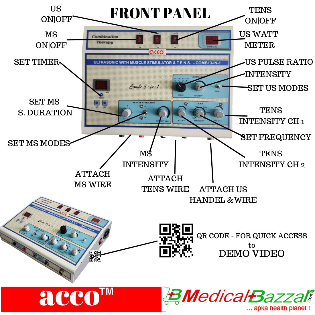 acco Combo MS Tens US for Physiotherapy