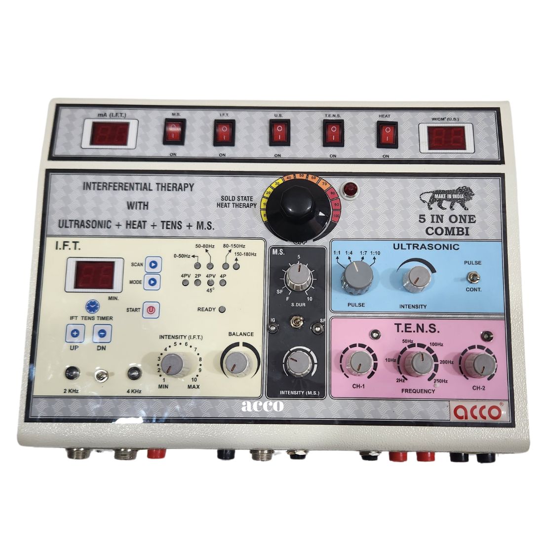 acco Digital 5in1 Physiotherapy COMBO IFT+MS+TENS 2Ch+US 1Mhz + Deep Heat