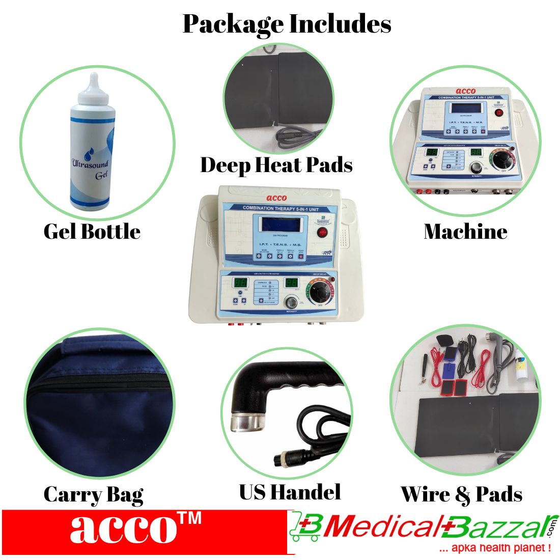 acco Advance 5in1 COMBO (IFT+MS+TENS+US) with Deep Heat Therapy Unit