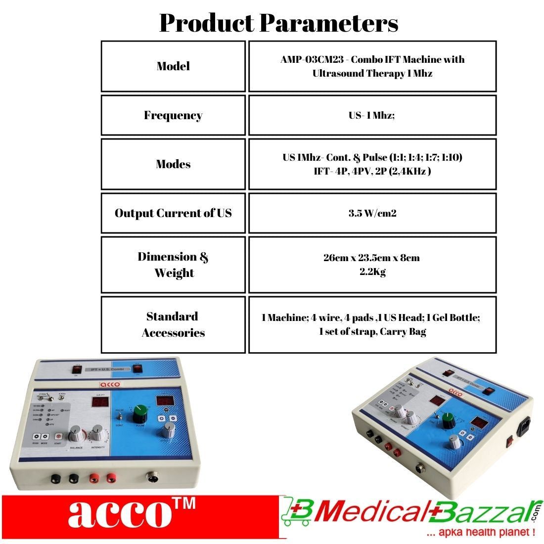 acco COMBO (Interferential Therapy+Ultrasound Therapy 1Mhz)