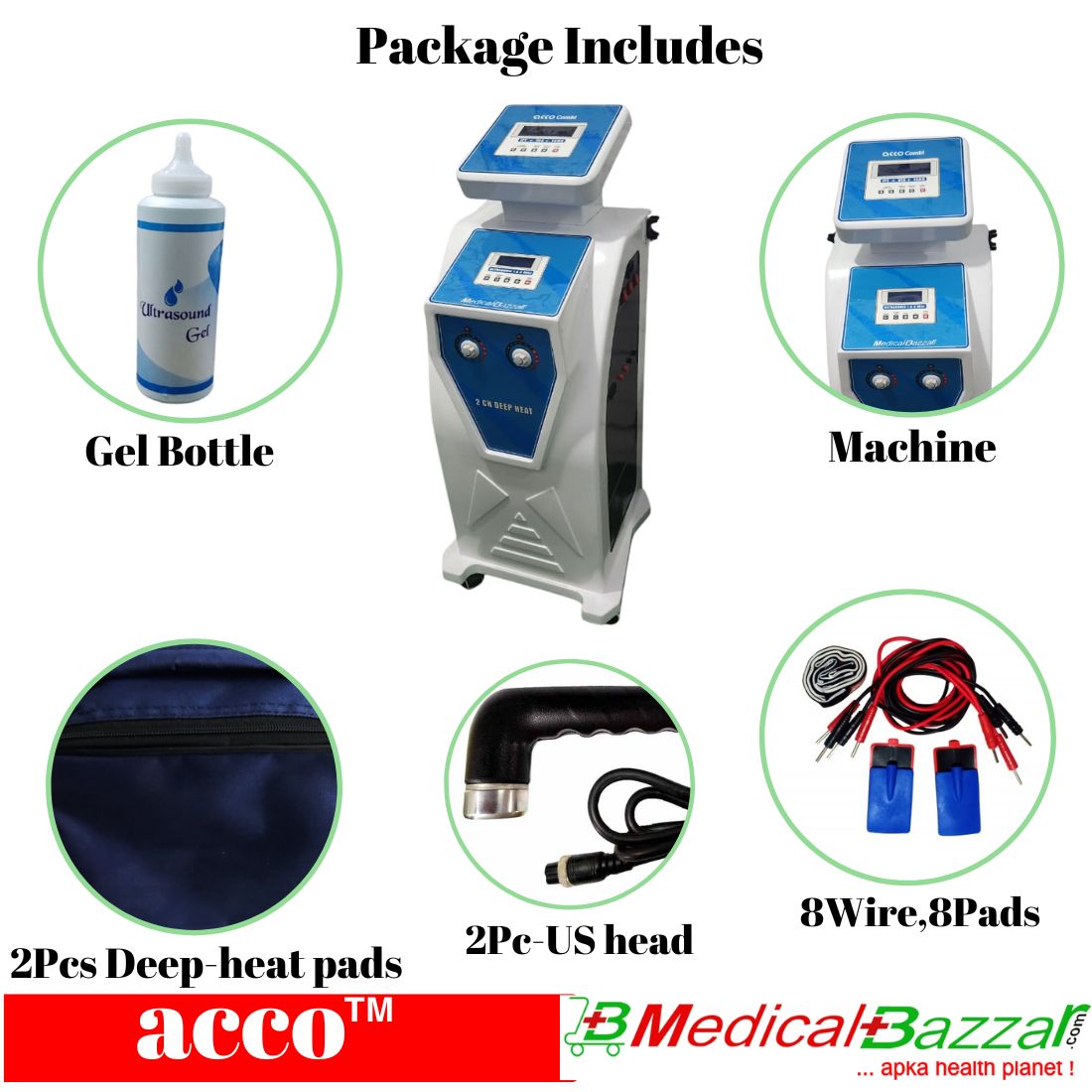 acco-Combi IFT Tens MS (8Pads) + US 1&3 Mhz + Deep Heat (2Pads)