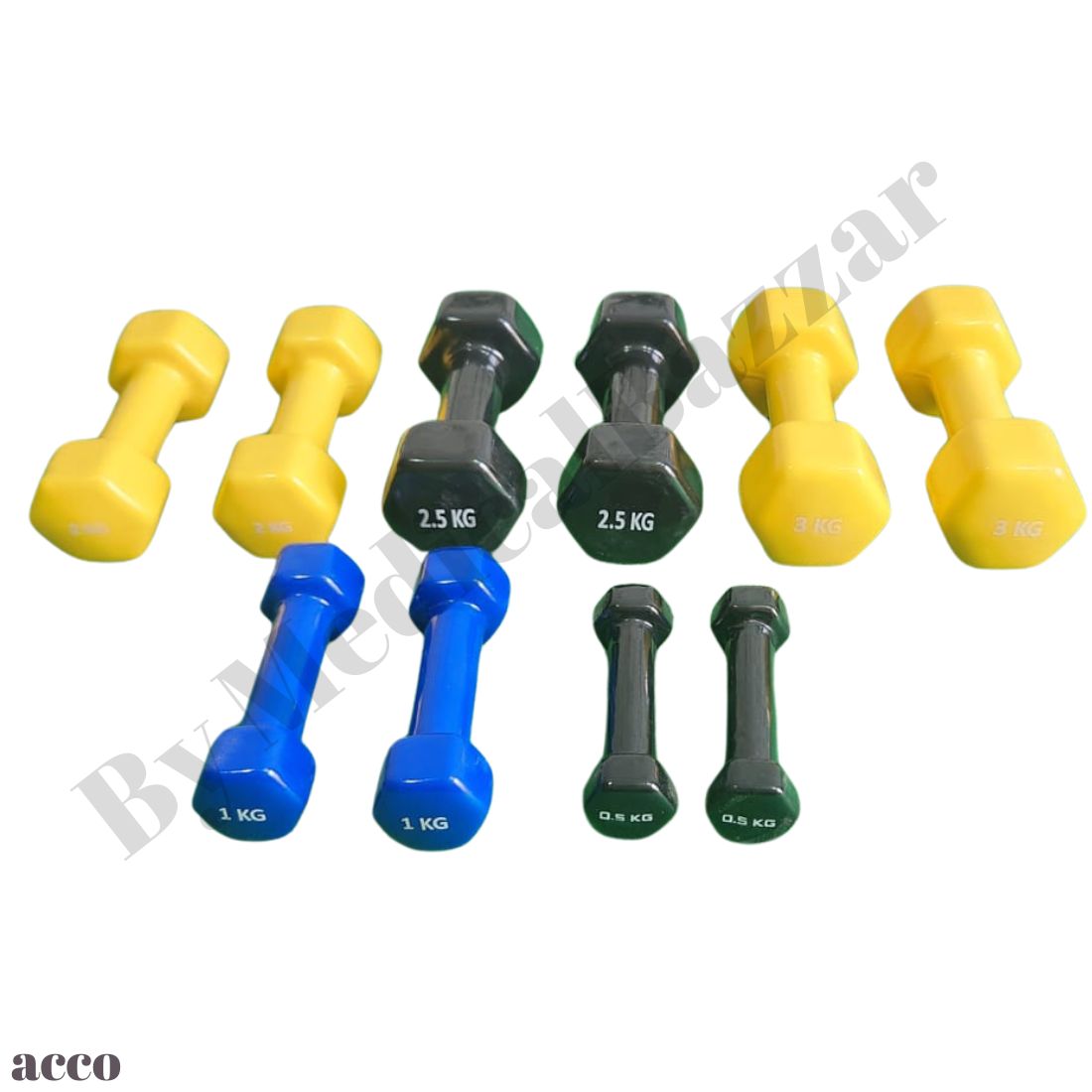 acco Vinyl Dumbbell (0.5 to 5Kg) with stand