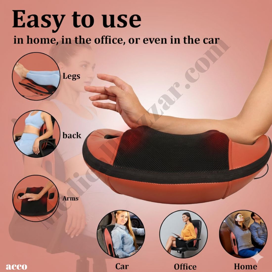 Back Massager 12 Deep Kneading Rollers