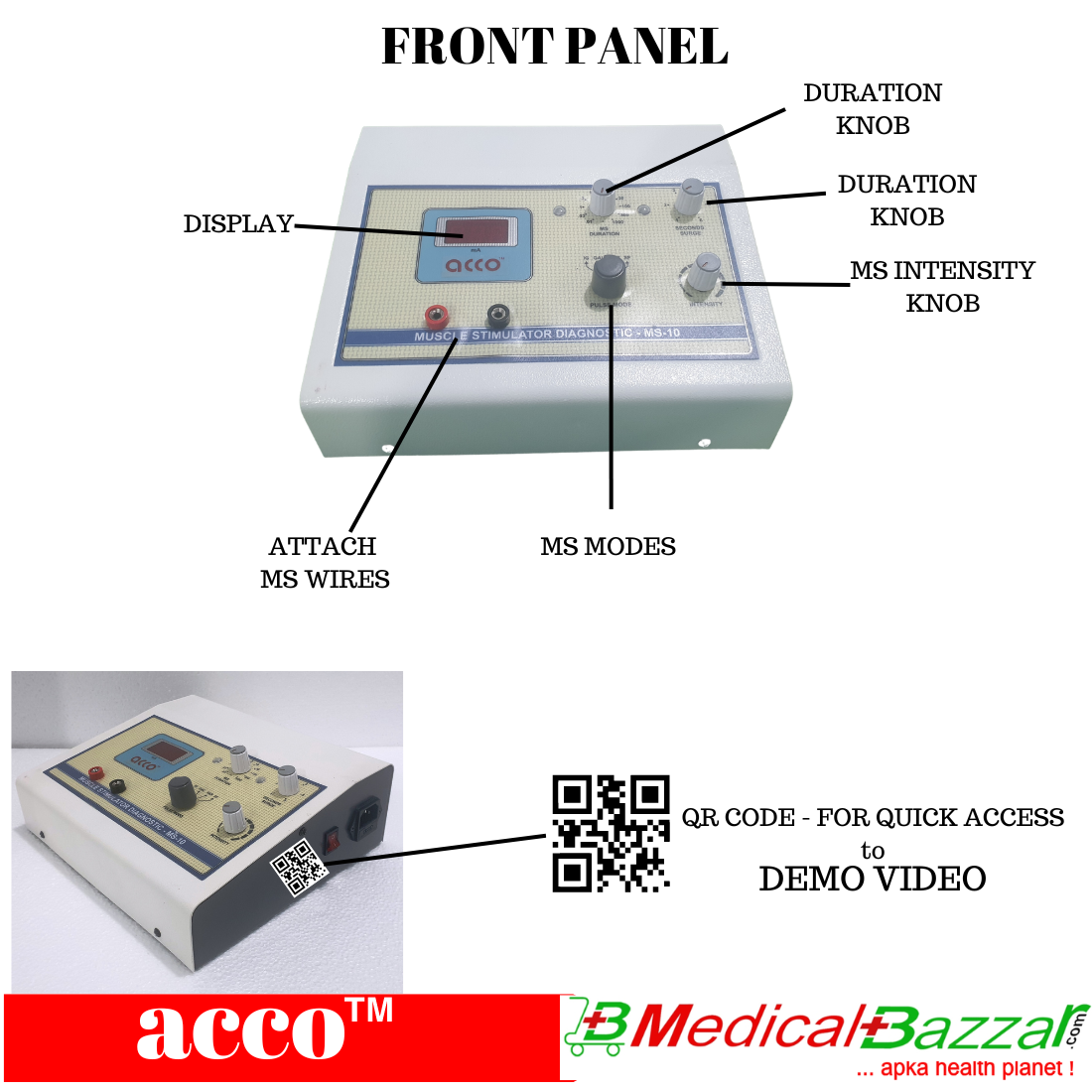 acco Digital Muscle Stimulator(Diagnostic, with pulse)