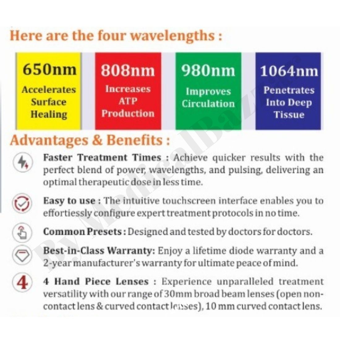 Multi- Wavelength Diode laser Therapy Machine 24watt with 4 Wavelength