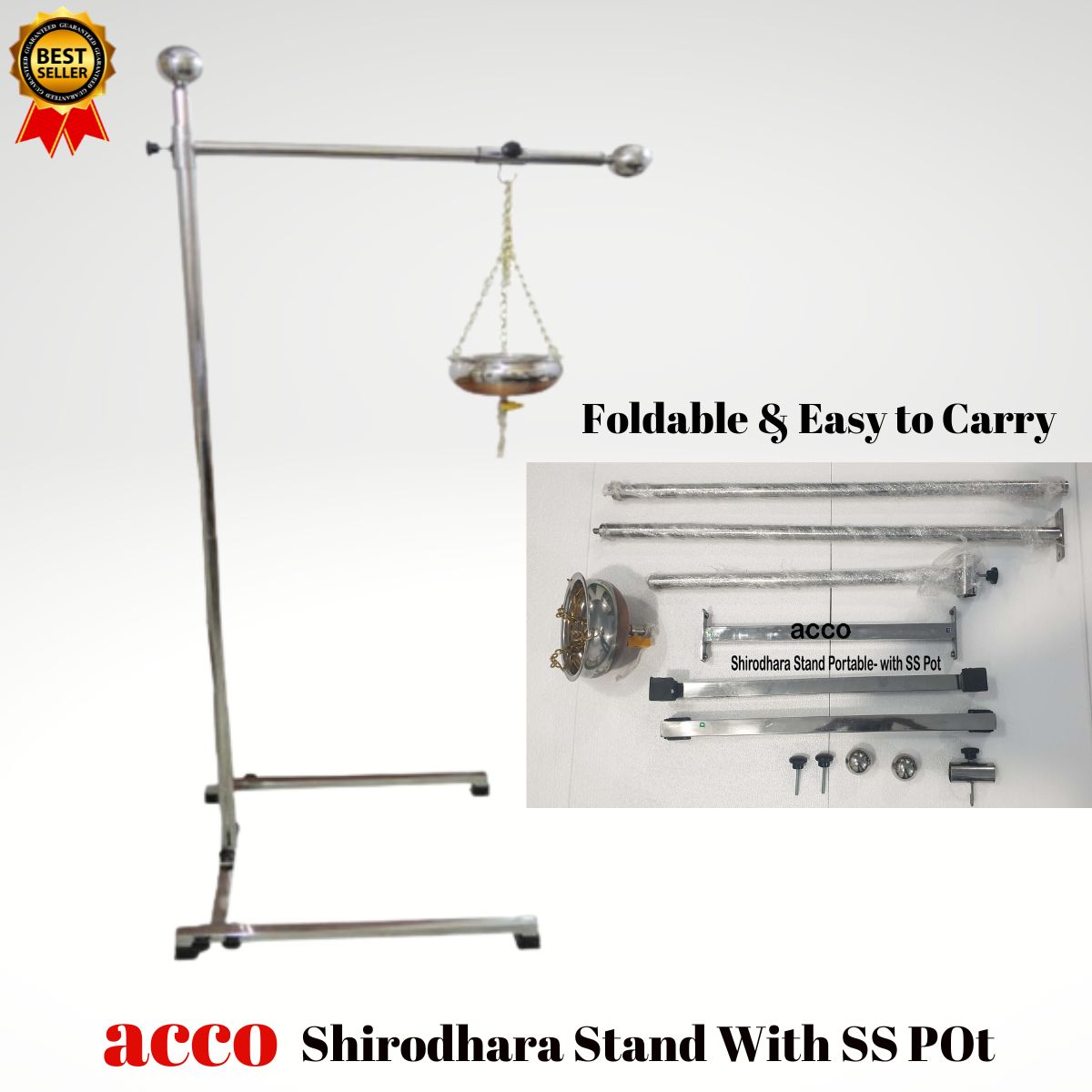 Panchakarma Shirodhara Stand (SS) ( Folding, With SS Pot)