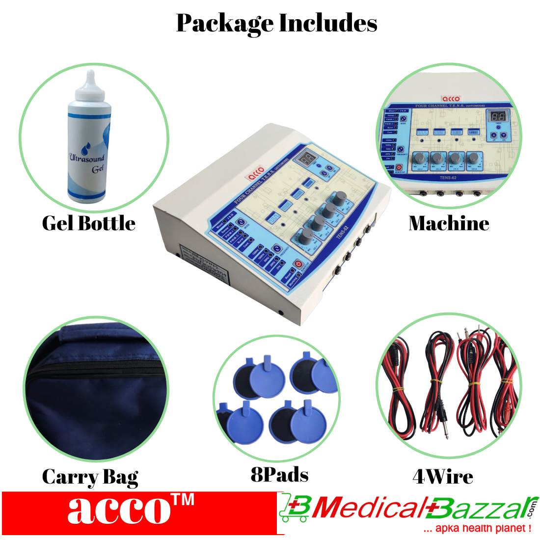 Tens Machine Table acco Advance 4 Channel Tens Machine for physiotherapy - MedicalBazzar