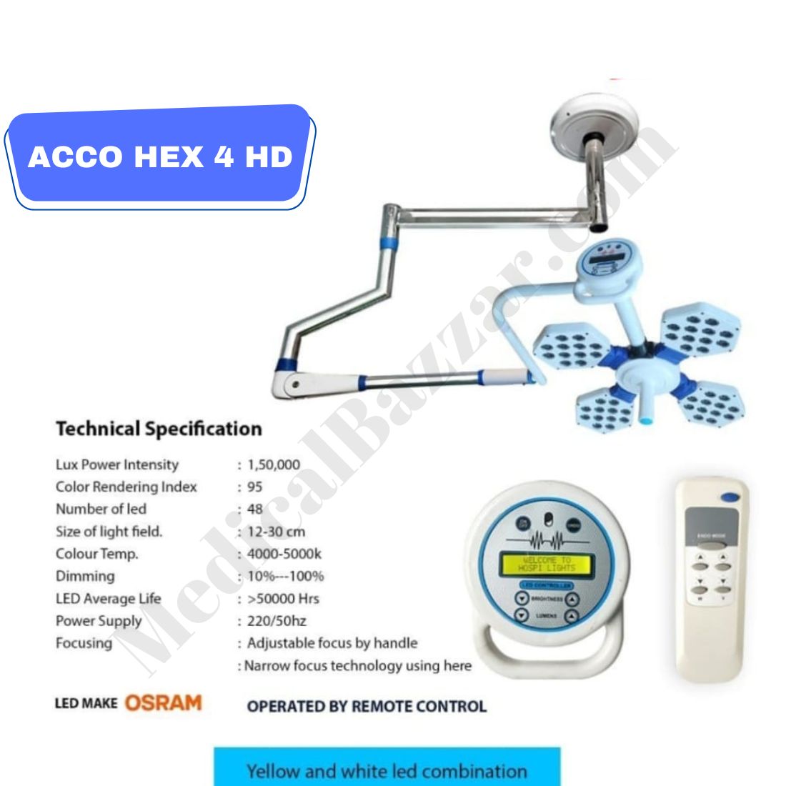 acco Surgical LED Operation theater Light (Hex 4 HD)