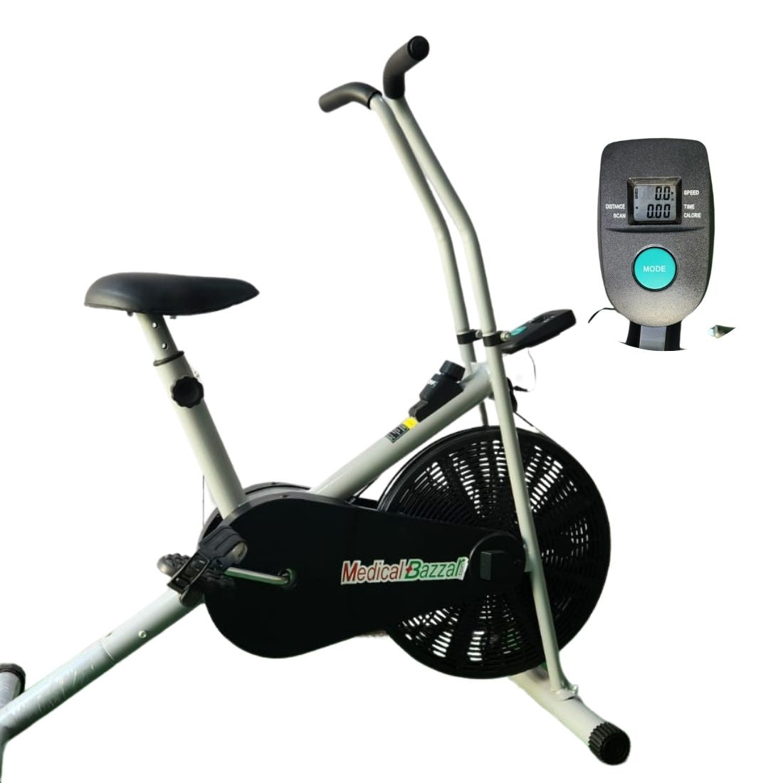 Upright Air Bike Exercise Cycle for Home Gym - with Stationary Handle
