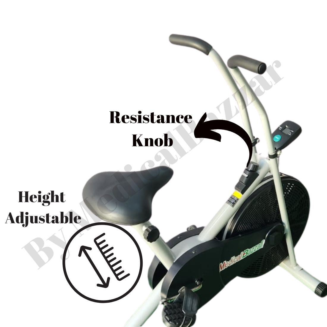 Upright Air Bike Exercise Cycle for Home Gym - with Stationary Handle