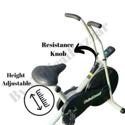 Upright Air Bike Exercise Cycle for Home Gym - with Stationary Handle