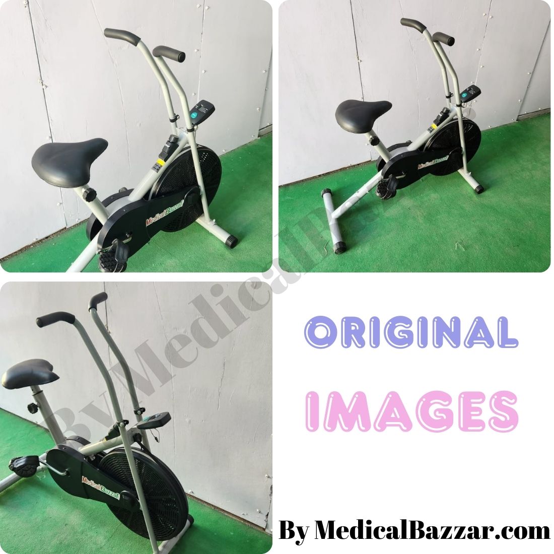 Upright Air Bike Exercise Cycle for Home Gym - with Stationary Handle