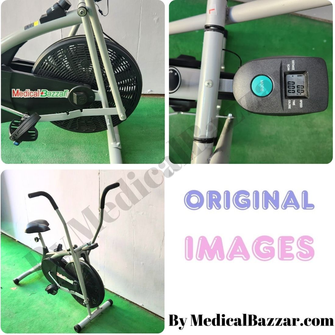 Upright Air Bike Exercise Static Cycle  - with Movable Handle