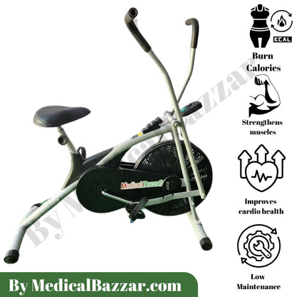 Upright Air Bike Exercise Static Cycle  - with Movable Handle