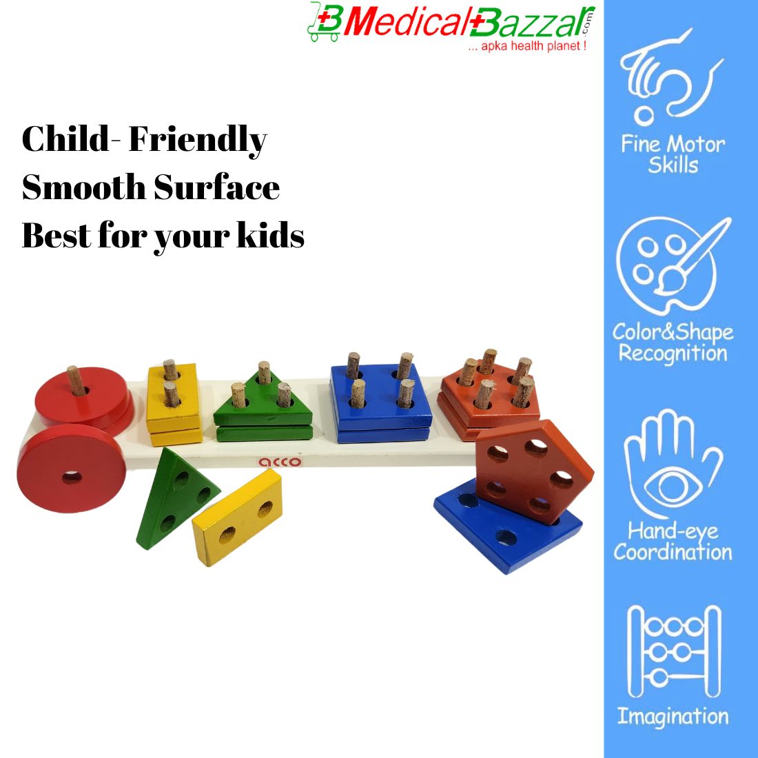 acco Wooden Shapes Geometric Board Blocks Sorting and Stacking