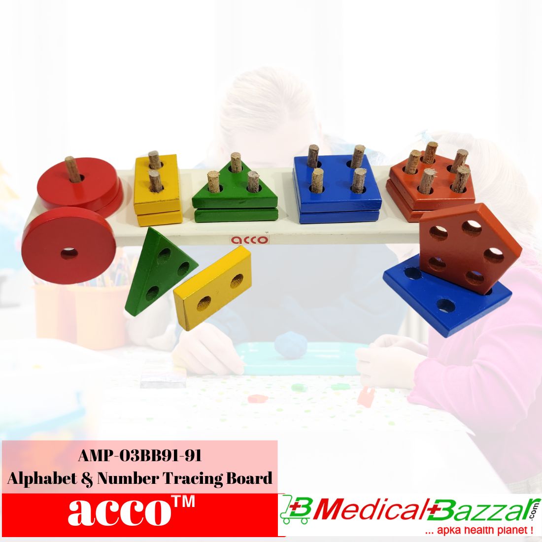 acco Wooden Shapes Geometric Board Blocks Sorting and Stacking