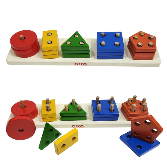 acco Wooden Shapes Geometric Board Blocks Sorting and Stacking