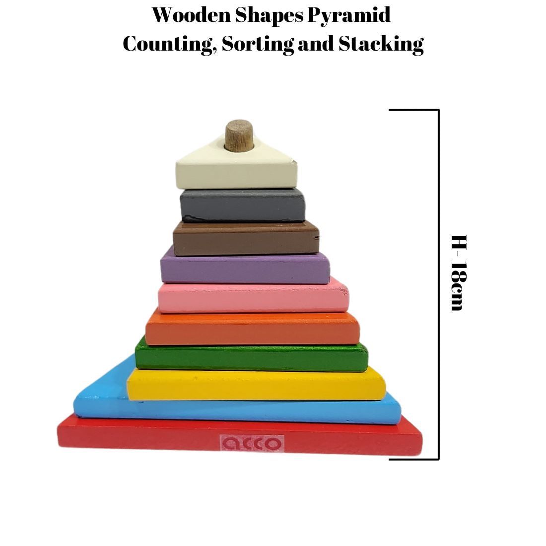 acco Wooden Rainbow Stacking Tower Toys- Pyramid Toy