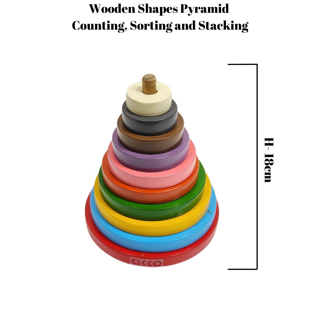 acco Wooden Rainbow Stacking Tower Toys- Pyramid Toy