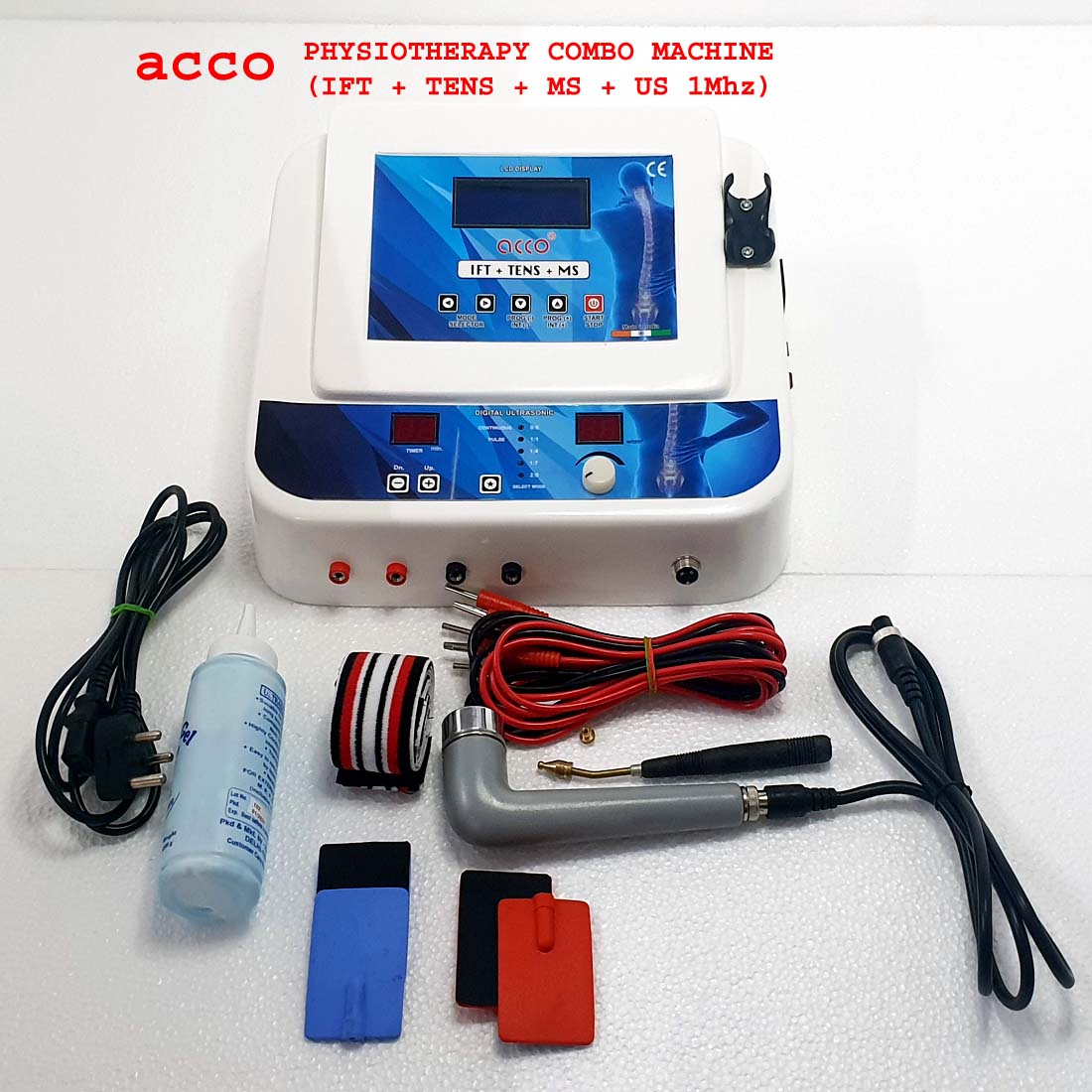 acco 4 in 1 Physiotherapy Combo IFT US MS TENS Combo Machine LCD 125 Programs
