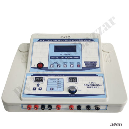 acco 4 in 1 Physio Combo Machine IFT MS TENS US 1Mhz with 8 Pads